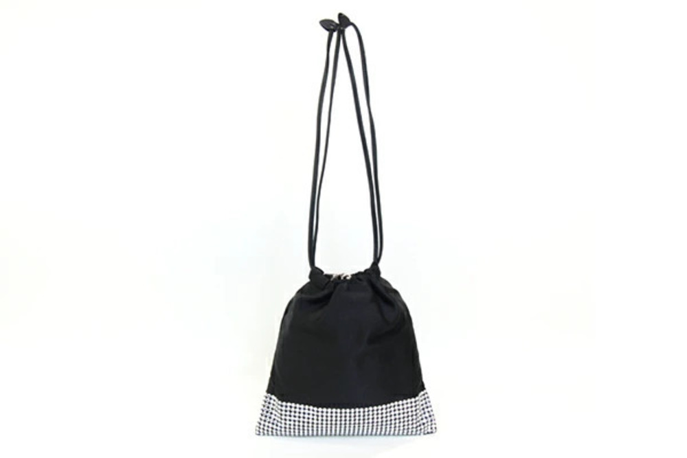 Miu Miu Crossbody Satin Shoulder Rhinestone Bag Beaded Chain Drawstring Black